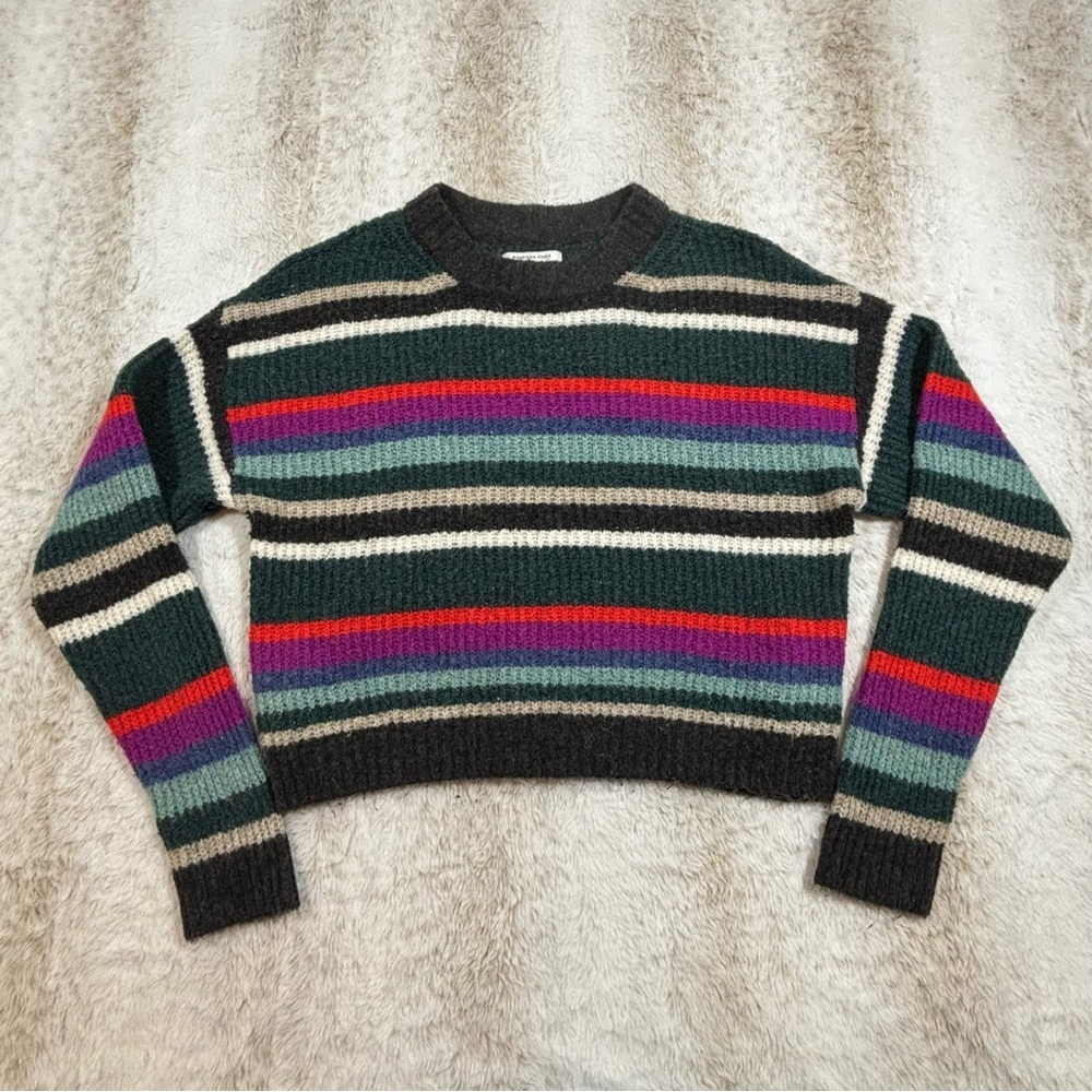 American Eagle Striped Cropped Crewneck Sweater XS